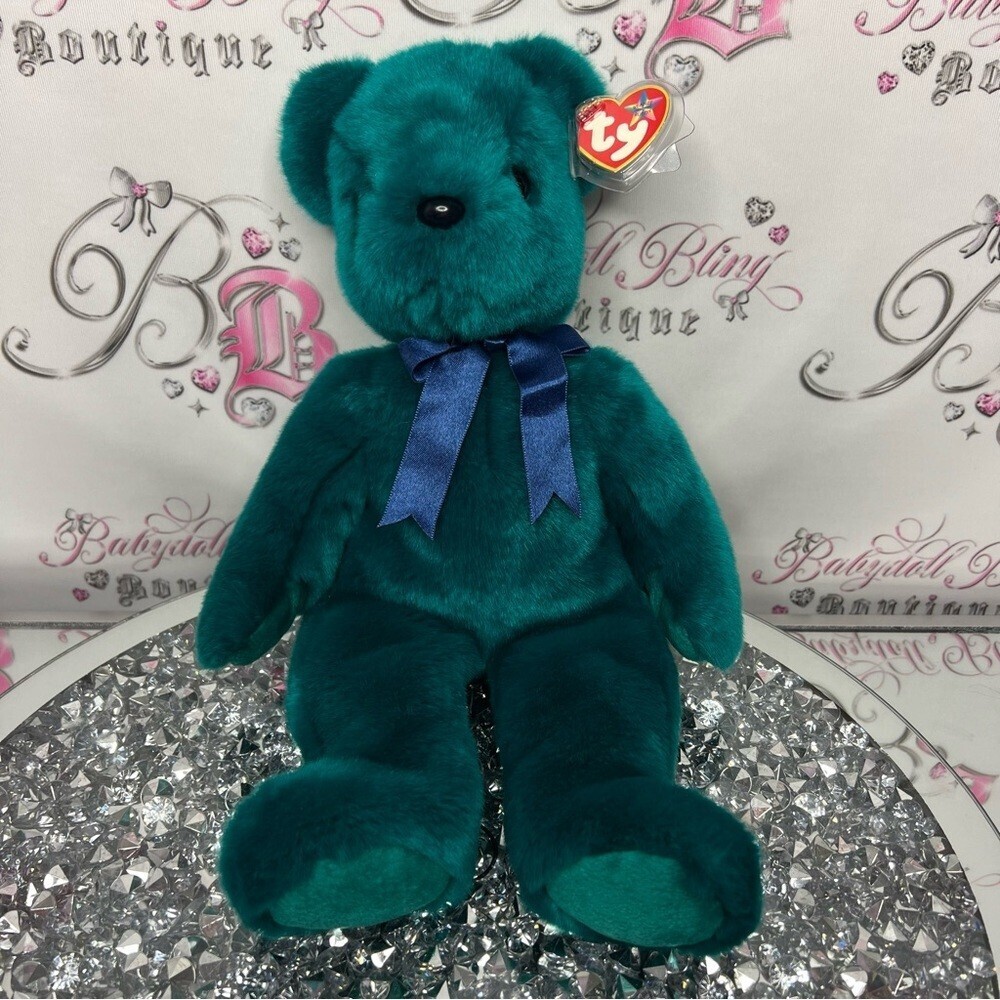 TY teddy bear blue emerald collectors vintage y2k plush stuffed animal plushie
